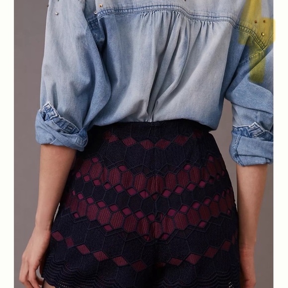 Anthropologie women’s 6 Maeve Lace embroidered high waist Shorts - Picture 6 of 8